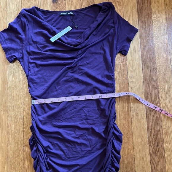 NWT Patty Boutik Purple Draped Cowl Neck Short Sleeve Dress Rusched Sides Size s - Picture 10 of 10